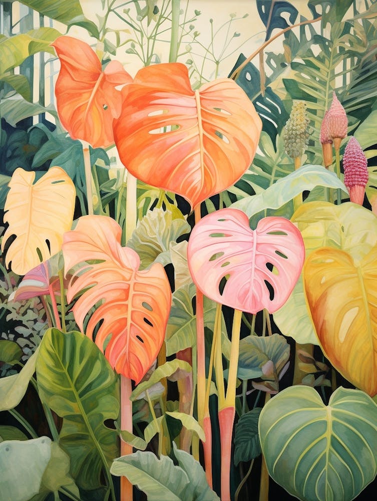 Tropical Plant Painting Swiss Cheese Plant 2