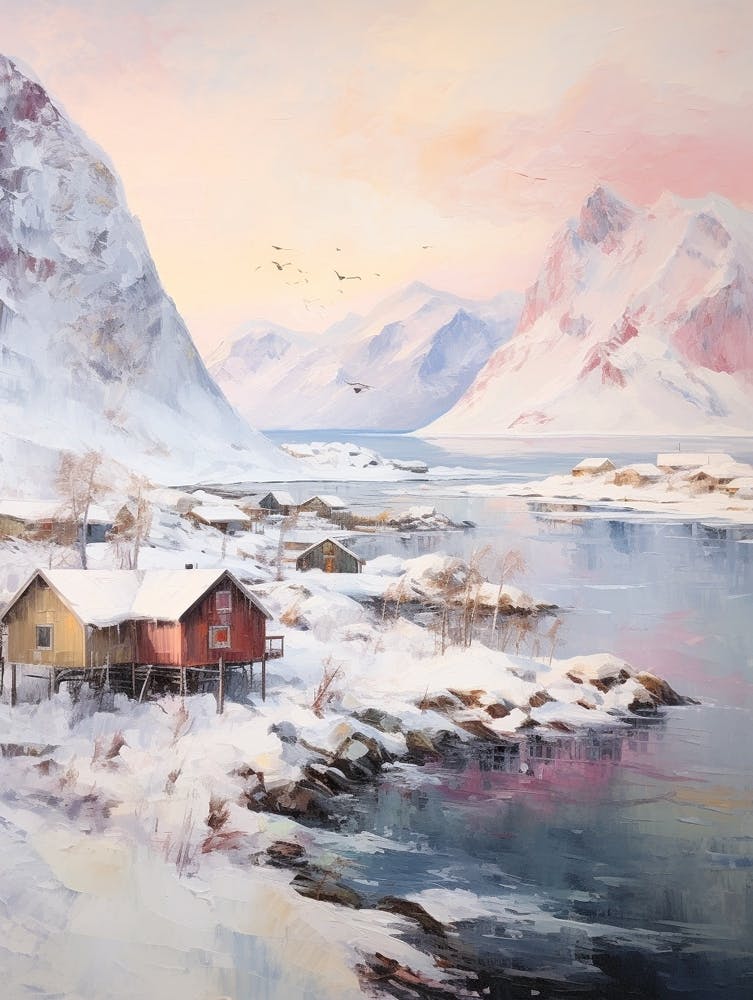 Verträumtes Wintergemälde Lofoten Islands Norwegen 2