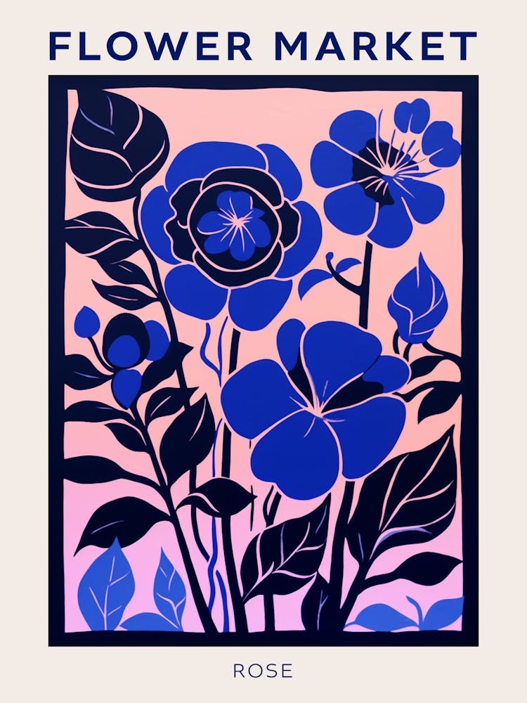 Blue Flower Market Poster Rose 3
