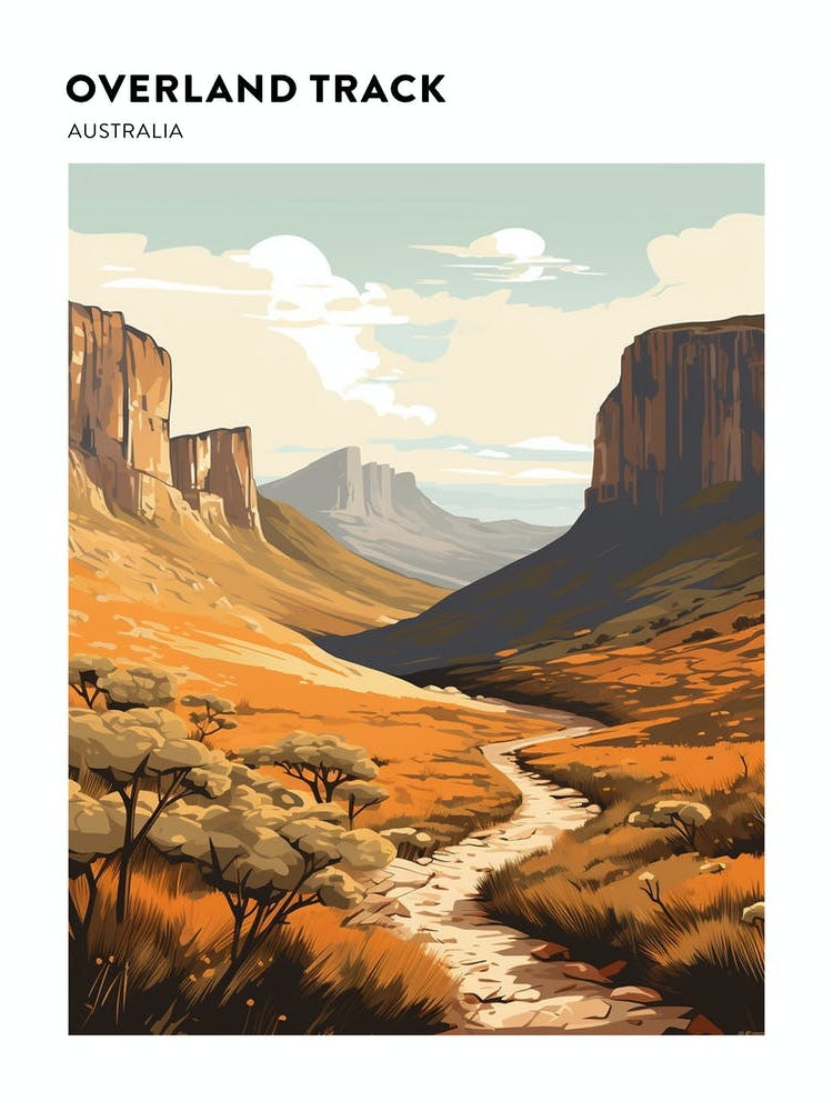 Overland Track Australia 3 Hiking Trail Landscape Poster