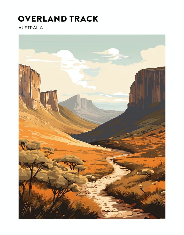 Overland Track Australia 3 Hiking Trail Landscape Poster
