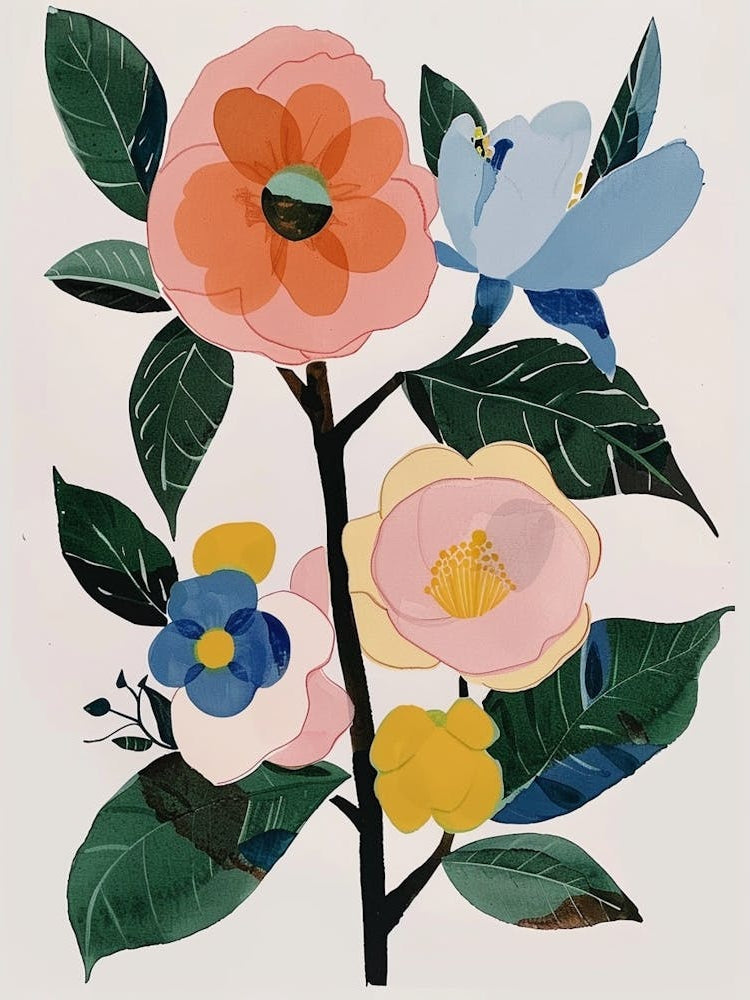 Painted Florals Camellia 4