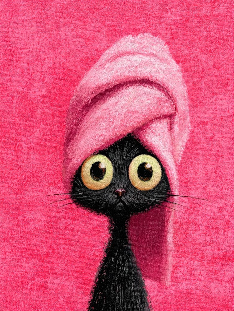 Cat In A Towel 2