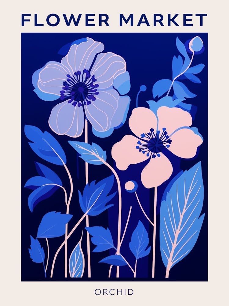 Blue Flower Market Poster Orchid 4