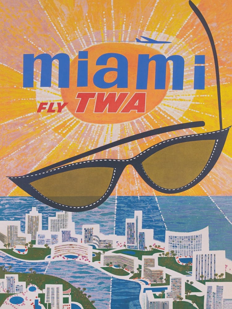 Miami Beach Florida Retro Vintage Travel Poster 1