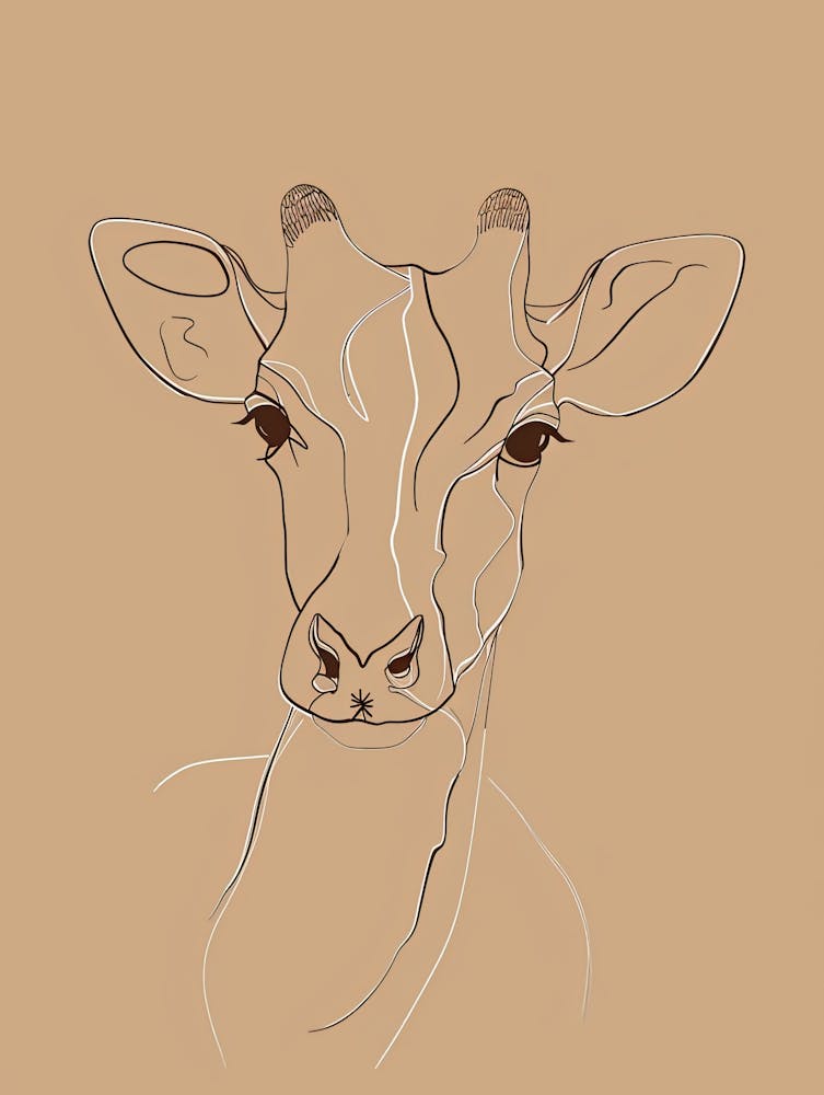 Giraffe - Boho, Line Art 10