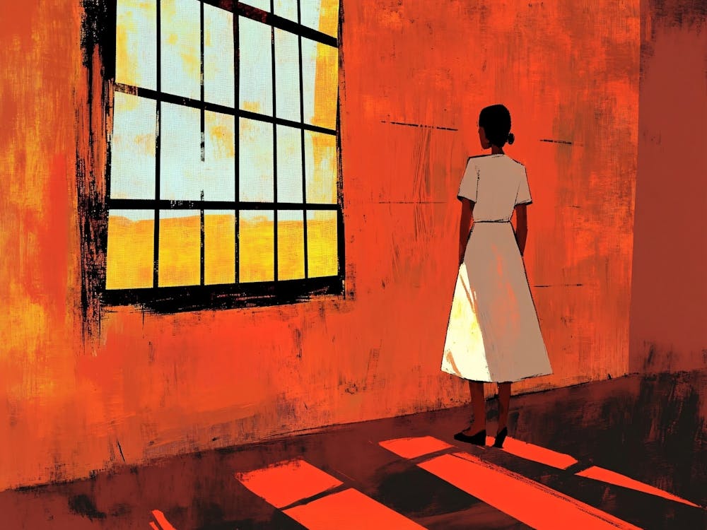 Woman Looking Out Window