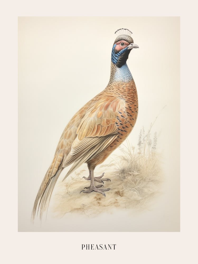 Vintage Bird Drawing Pheasant 2 Poster