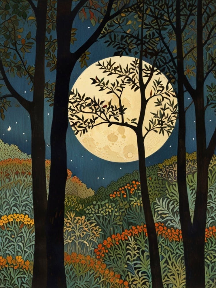 Moonlight In The Woods William Morris