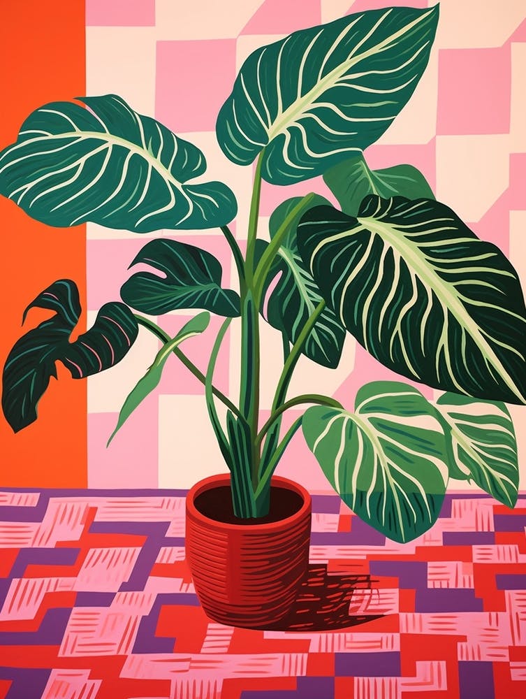 Pink And Red Plant Illustration Calathea 4