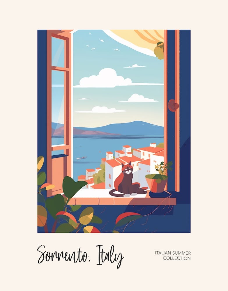 Sorrento Cat On A Window 3 Italian Summer Collection