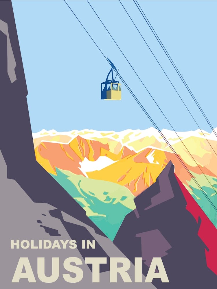 Holidays In Austria, Ski Lift Over The Mountain