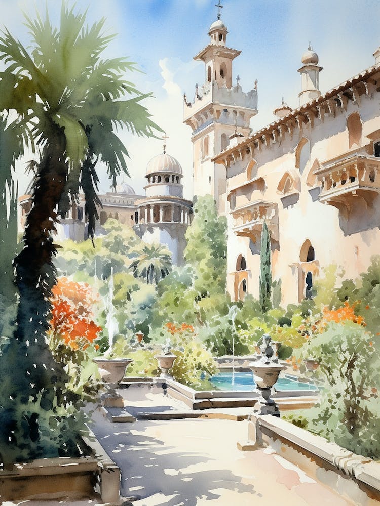 Tivoli Gardens Italy Watercolour 2