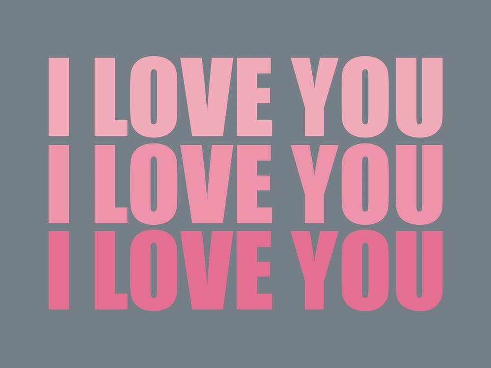 I Love You Three Pink Landscape