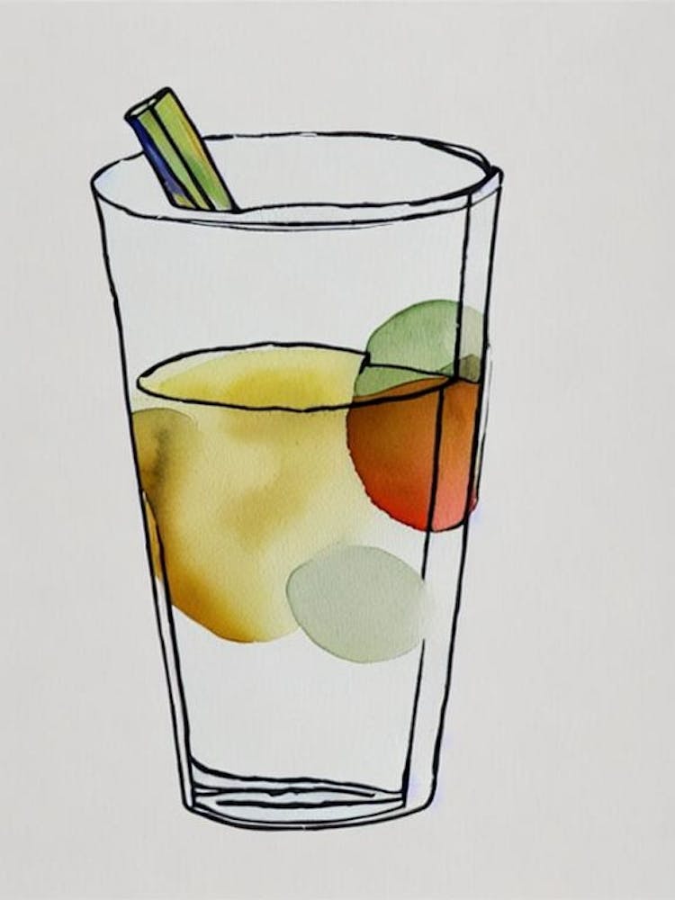 White Zinfandel Minimal Line Drawing With Watercolour Cocktail Poster