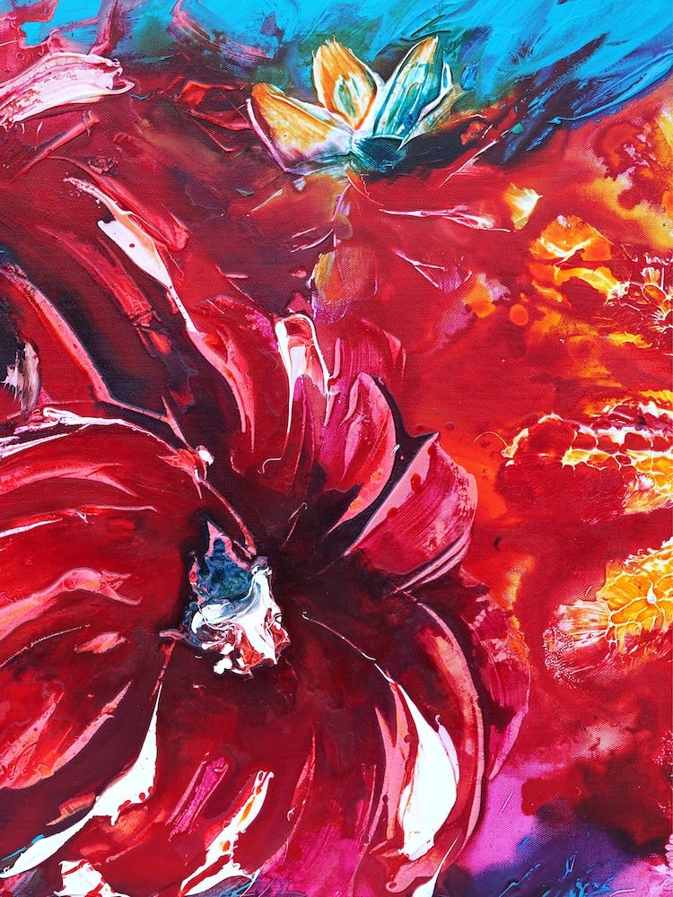 Colourful Tropical Flower Painting 1