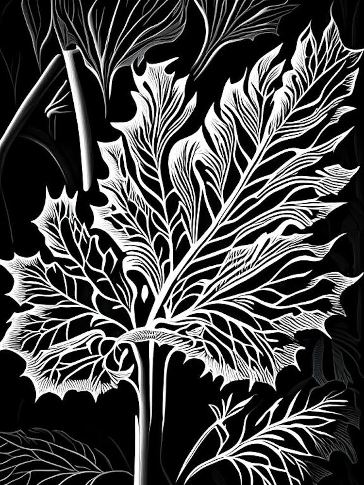 Angelica Leaf Linocut