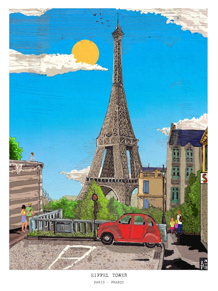 Paris Eiffel Tower Cityscape Art