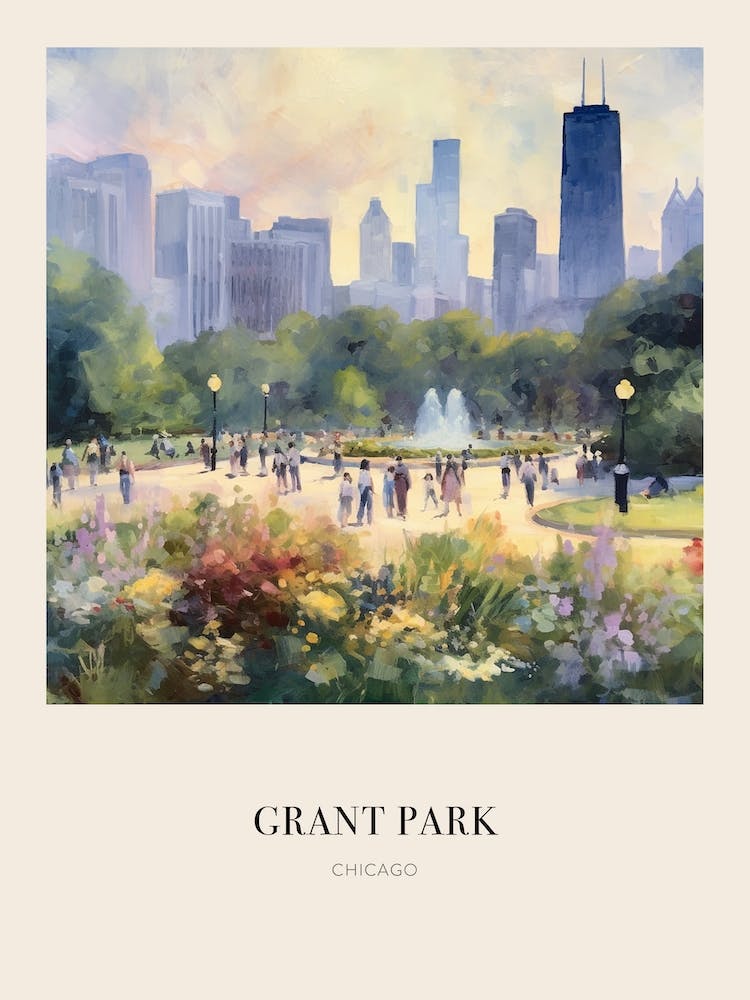 Grant Park Chicago United States 3 Vintage Cezanne Inspired Poster
