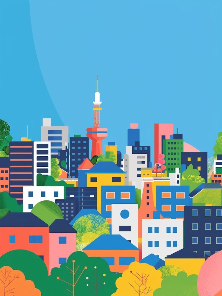 Sapporo Japan 3 Colourful Illustration