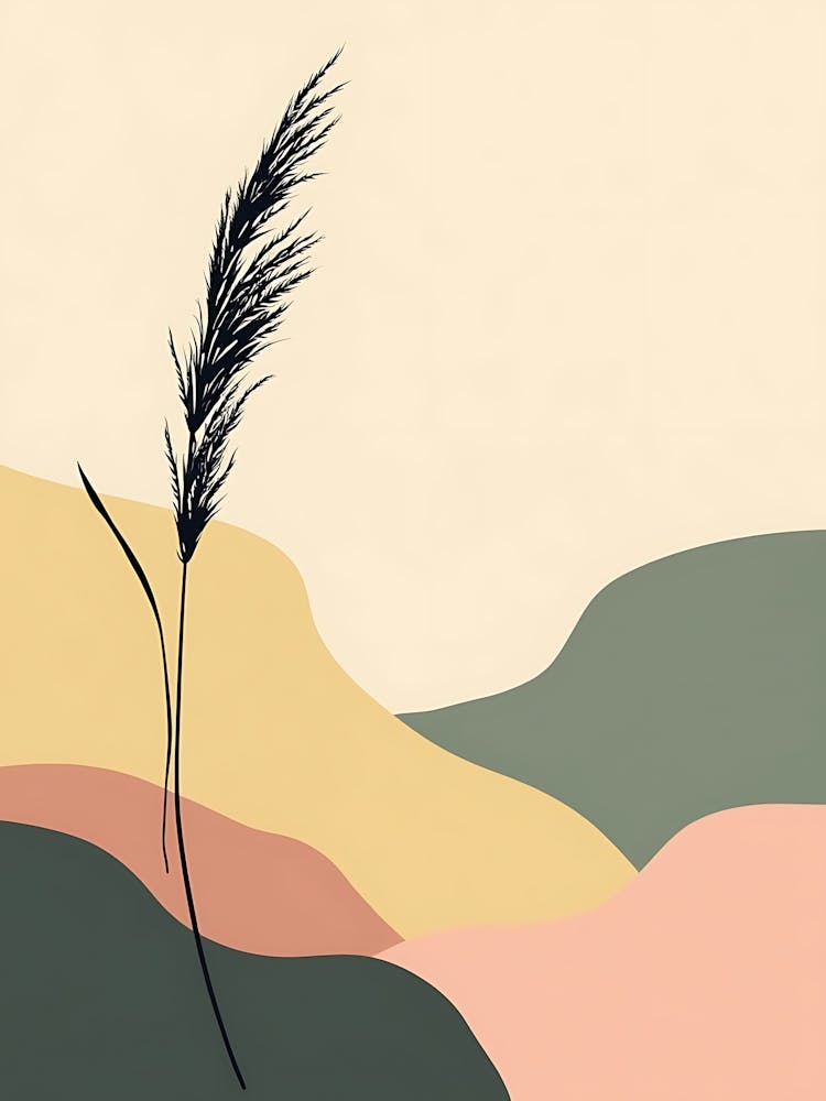 Gentle Plant Illustration in Cream and Clay Tones