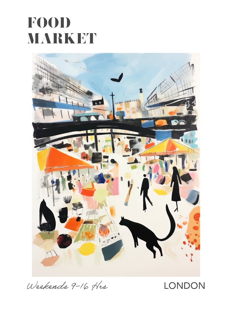 The Food Market In London 2 Illustration Poster