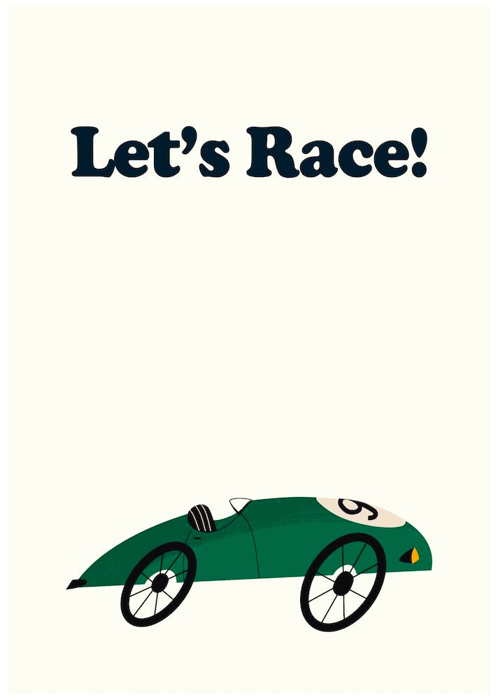 Lets Race Vintage Green Car