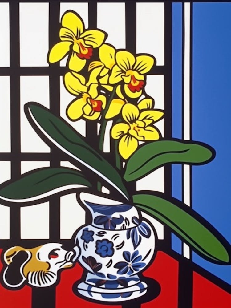 Orchids Flower Still Life  2 Pop Art Style