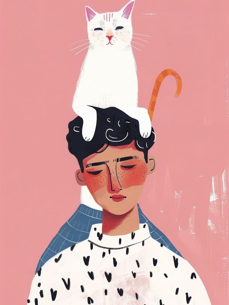 Cat On Man'S Head 1