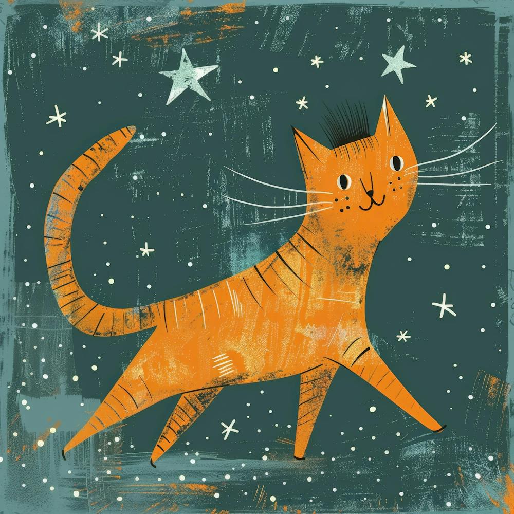 Orange Cat In The Stars