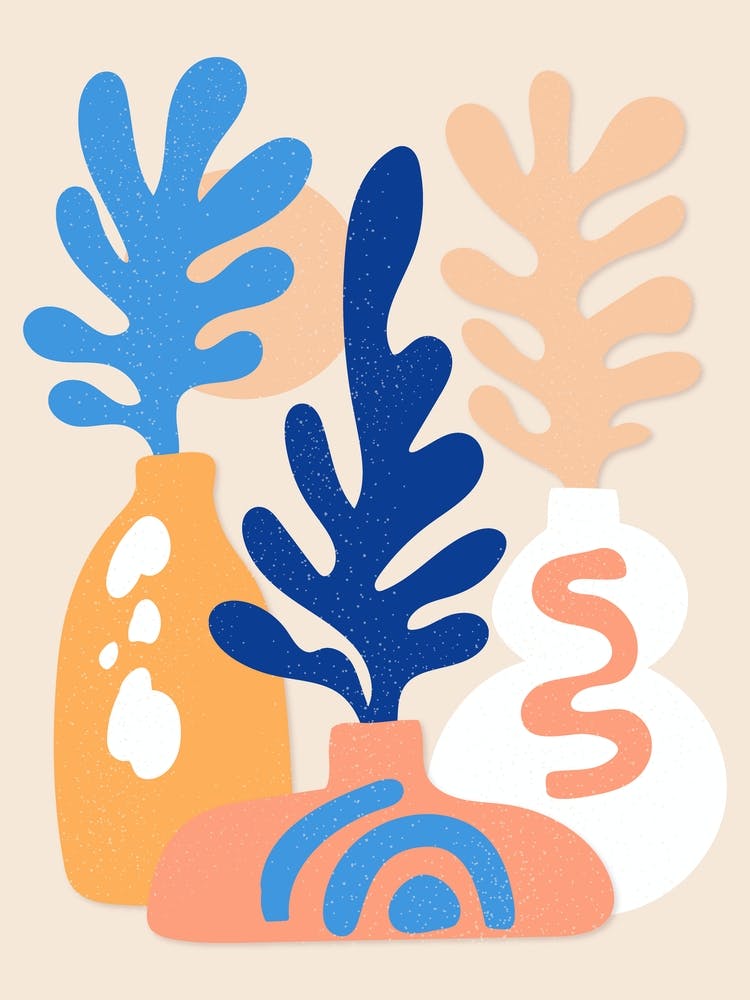 Vases With Plants Matisse Style Boho