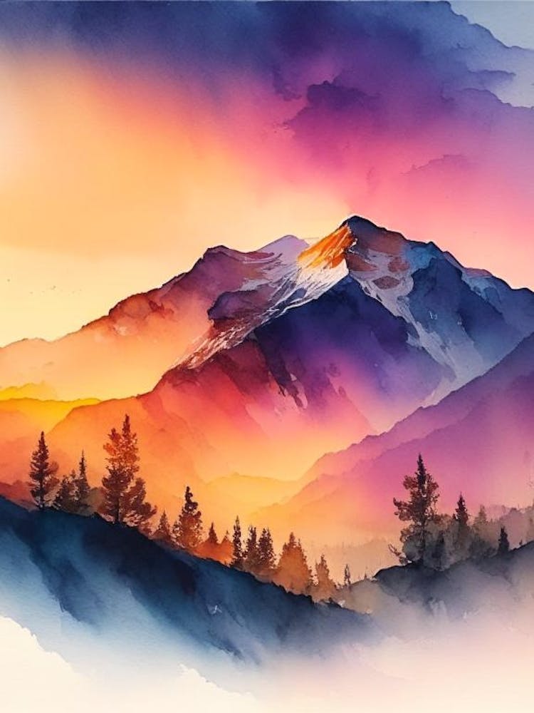 The Rocky Mountains Watercolour 2