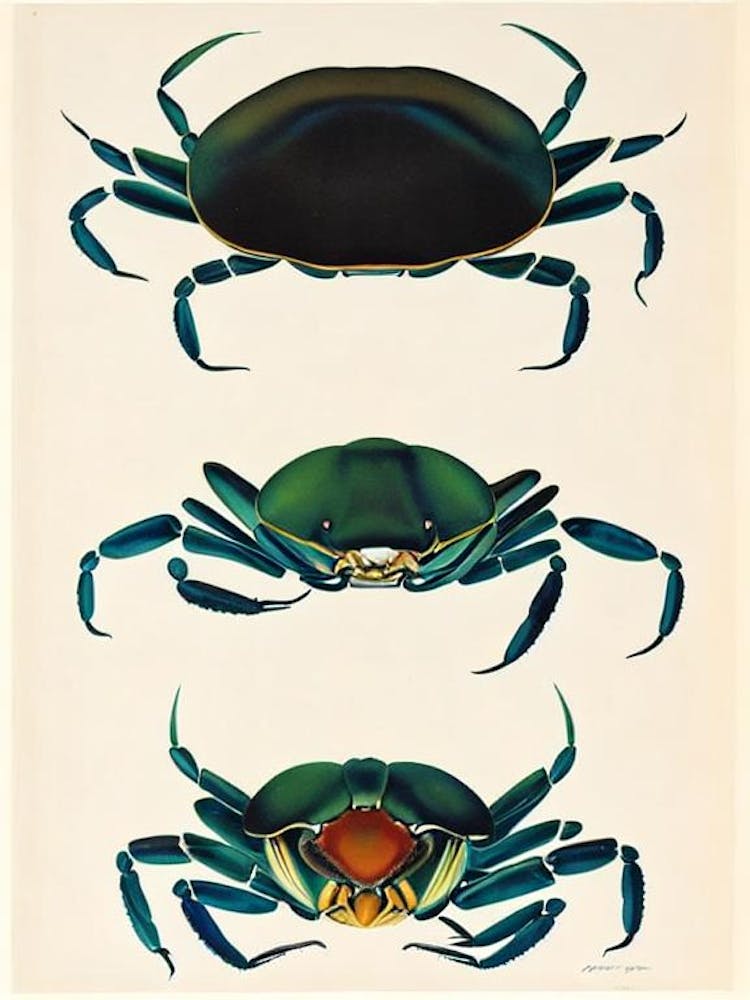 Blauer Krebs Vintage Poster