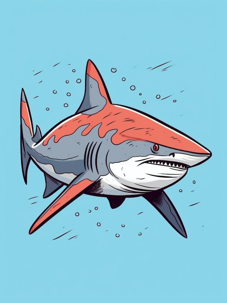 A Bull Shark In A Vintage Cartoon Style 3