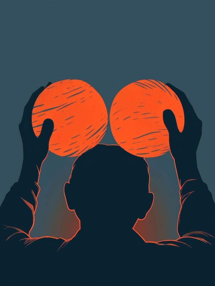 Man Holding Two Orange Balls