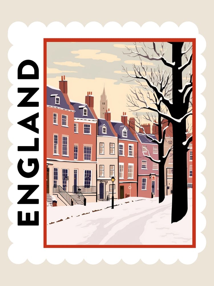 Retro Winter Stamp Poster Richmond England 2