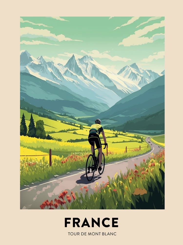 Tour De Mont Blanc France 10 Vintage Cycling Travel Poster