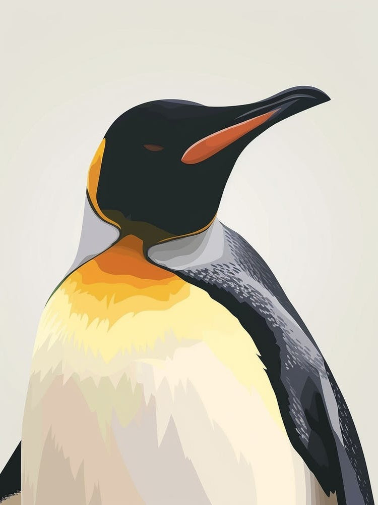 King Penguin Ross Island Minimalist Illustration 1