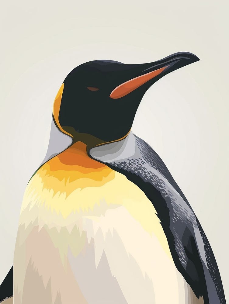 King Penguin Ross Island Minimalist Illustration 1