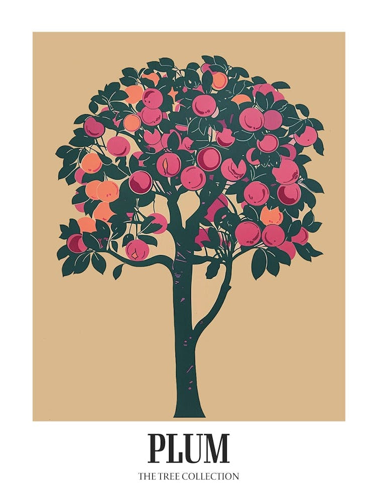 Plum Tree Colourful Illustration 1 Poster