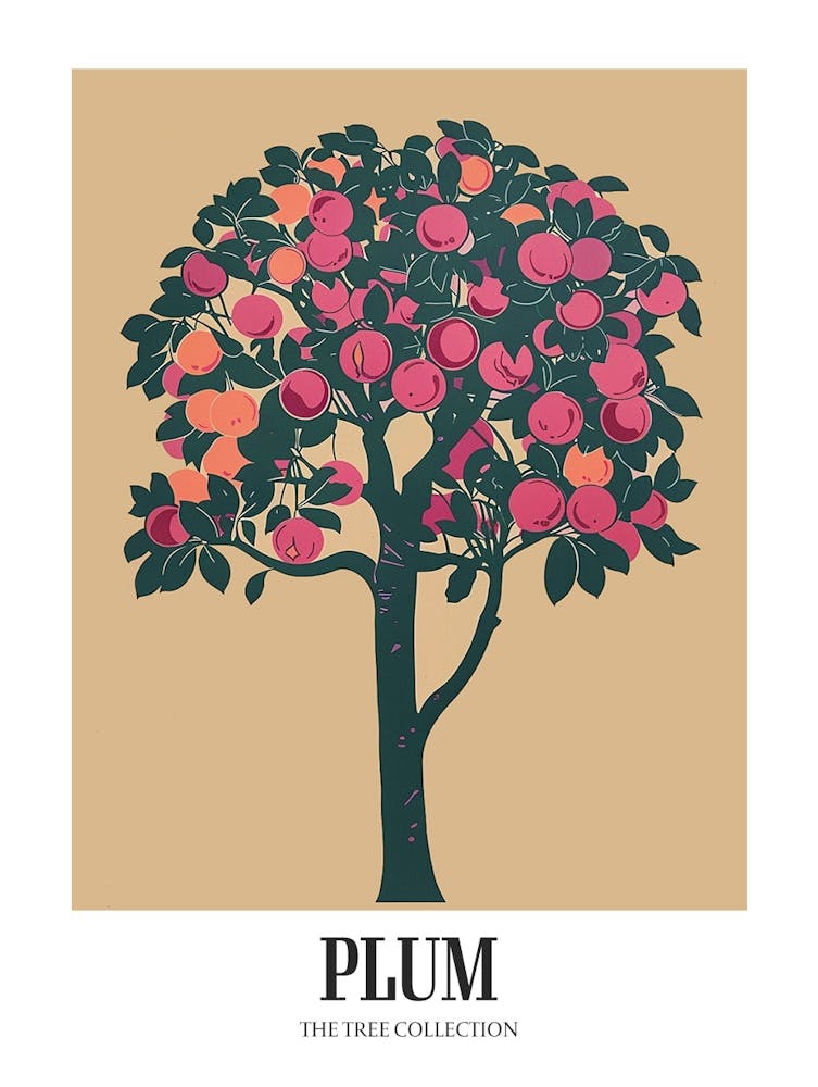 Plum Tree Colourful Illustration 1 Poster