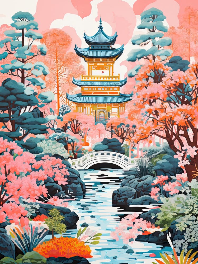 Yuyuan Gardens Abstract Riso Style 1