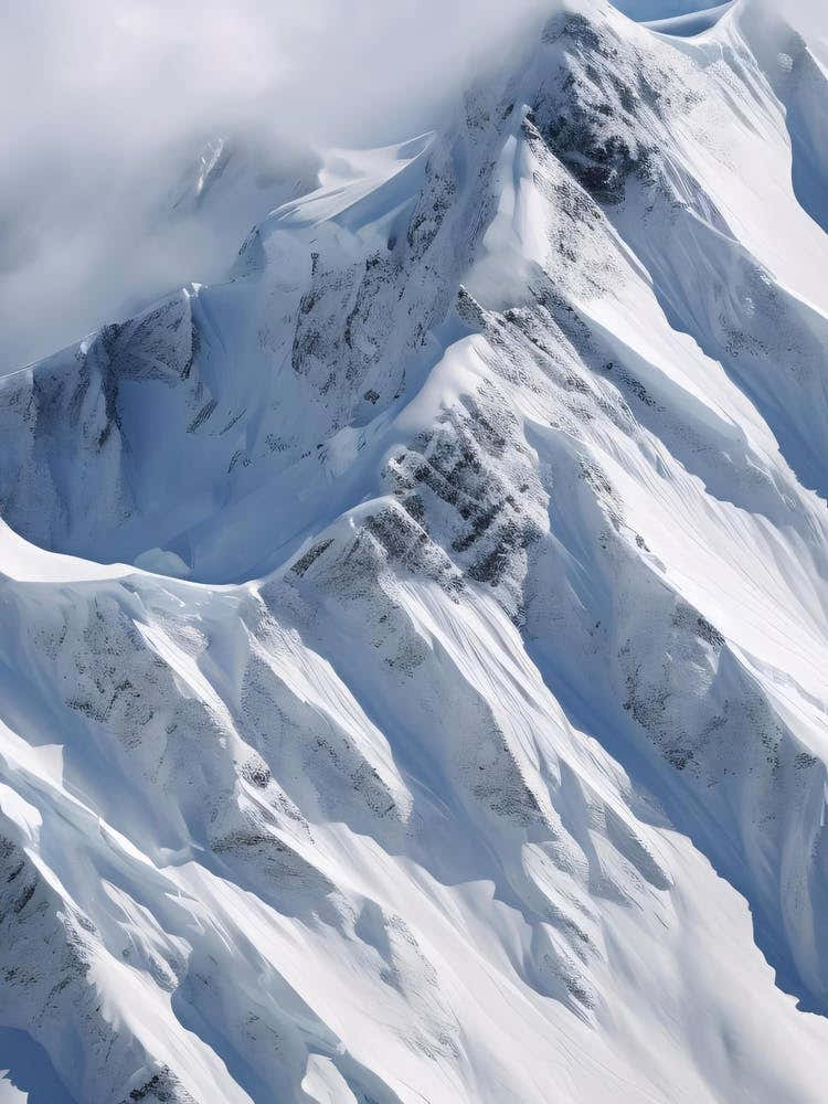 Aerial View Of Snowy Mountains