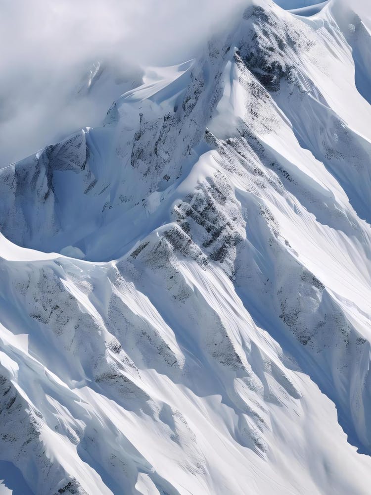 Aerial View Of Snowy Mountains