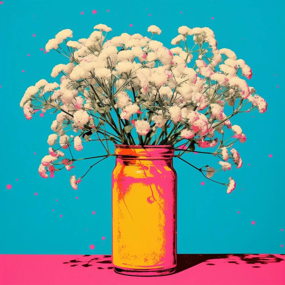 Andy Warhol Style Pop Art Flowers Gypsophila Babys Breath 2 Square