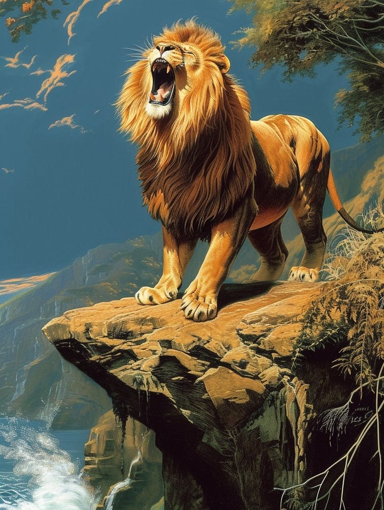 Barbary Lion Relief Illustration On A Cliff 4