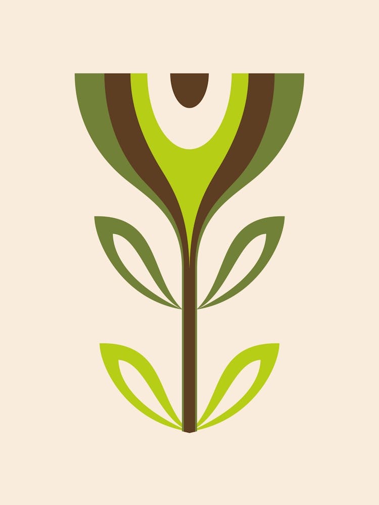 Mid Century Modern Flower 2 Green