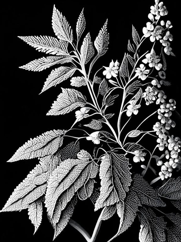 Spirea Leaf Linocut 2