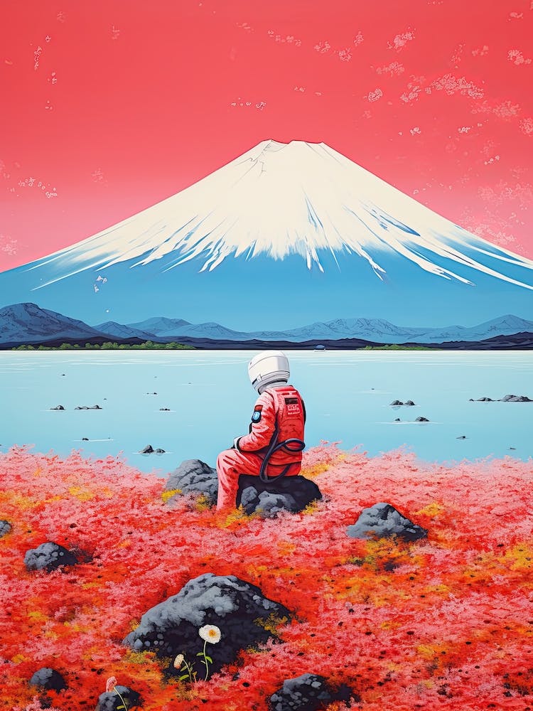 Hippie Astronaut Meditating In Moutn Fuji, Japan 1