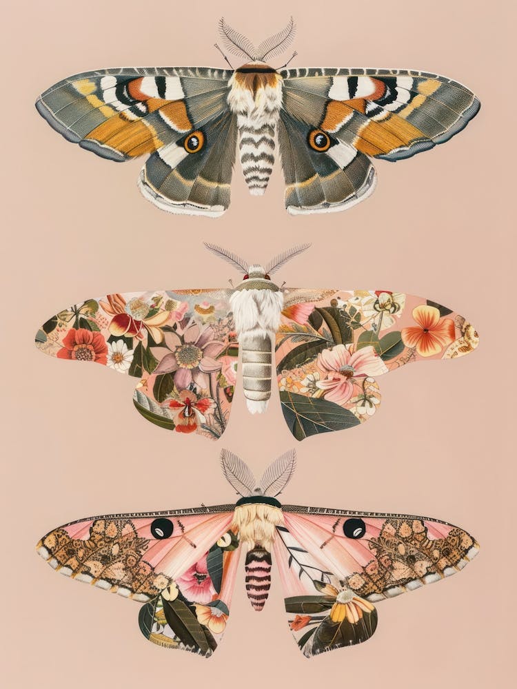 Pink Botanical Butterflies William Morris Style 10